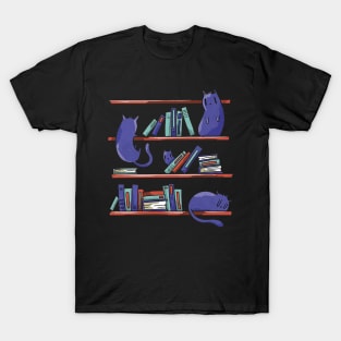 Cute cats sleeping in library T-Shirt